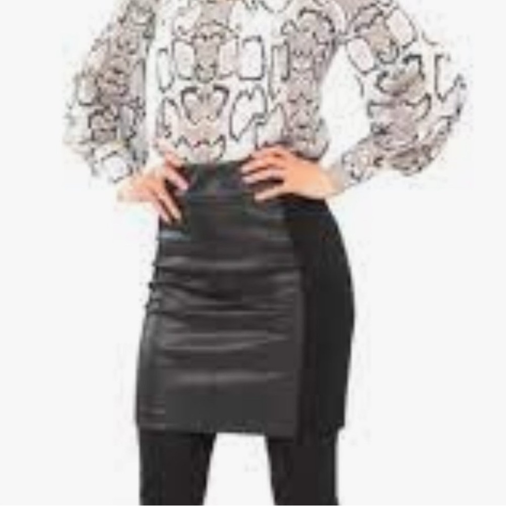 Cabi #3754 Black Miranda Pencil Skirt Sz 10 Vegan Leather